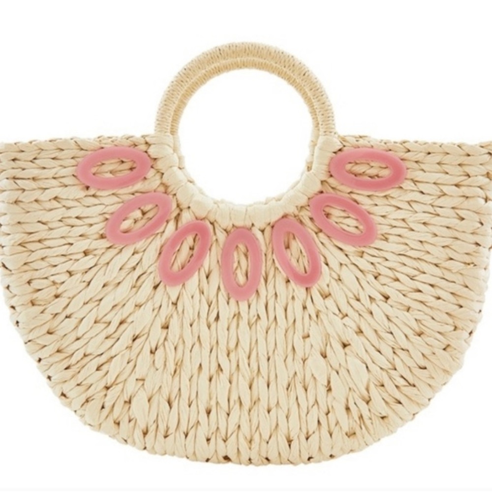 BTB Los Angeles Straw Retro Half Round Bag